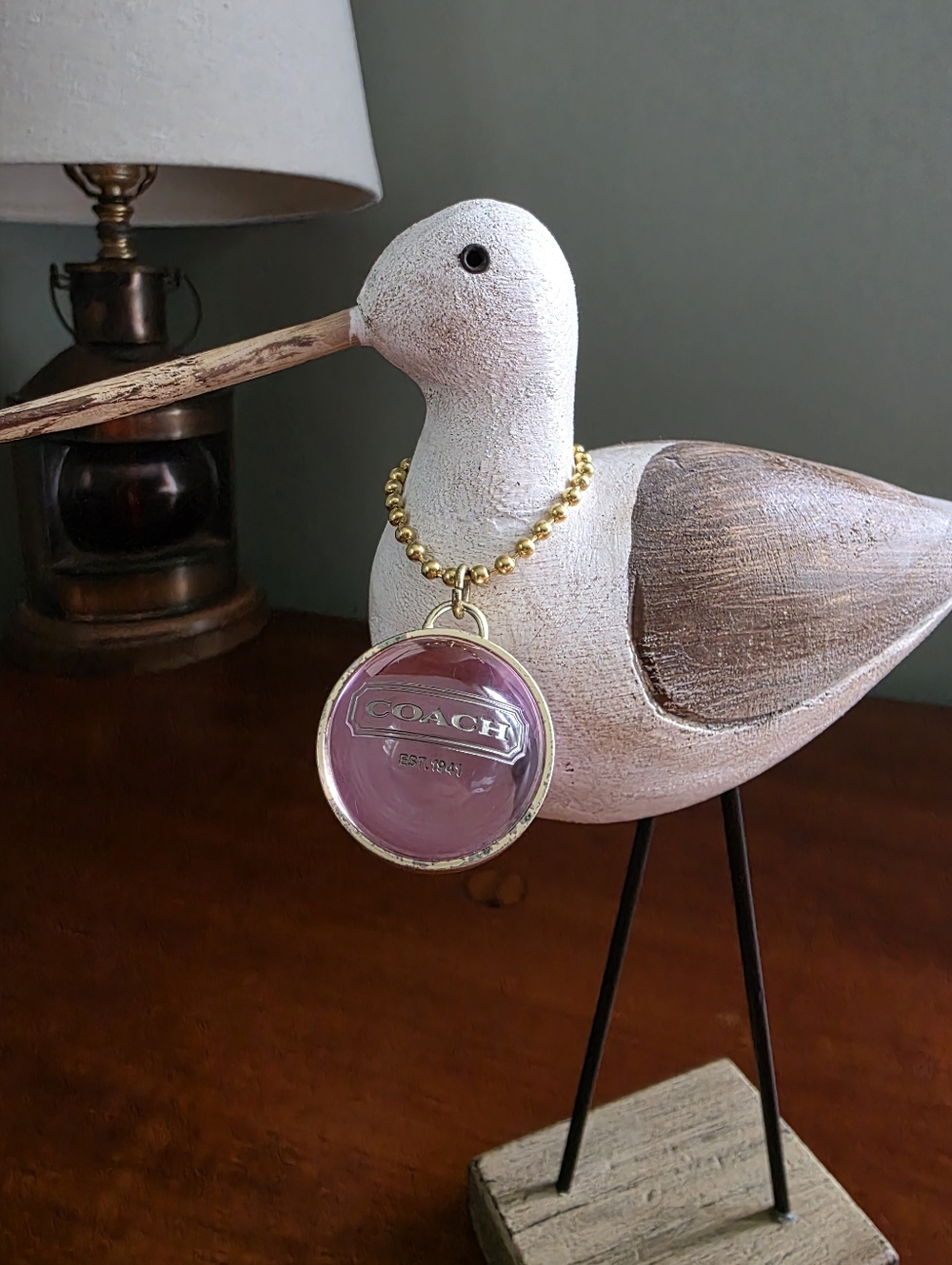 Coach Orb Charm Purple Resin Gold Tone Metal Keychain Y2K - Picture 8 of 8